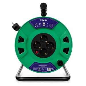 Derulator electric  cu 4 prize, cablu 3x2.5 mmp, 40 metri, cu protecție termică TEKSA