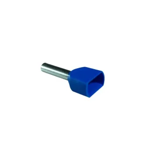 Pini terminali dubli izolați (tuburi de capăt twin), cupru stanat, 2x2,5 mm², tub 12 mm, albastru, 100 buc/set, TEKSA