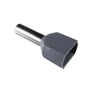 Pini terminali dubli izolați (tuburi de capăt twin), cupru stanat, 2x4 mm², tub 12 mm, gri, 50 buc/set, TEKSA