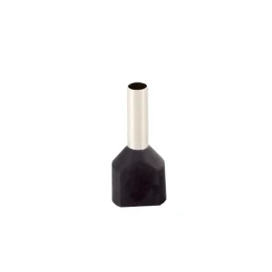 Pini terminali dubli izolați (tuburi de capăt twin), cupru stanat, 2x6 mm², tub 14 mm, negru, 50 buc/set, TEKSA