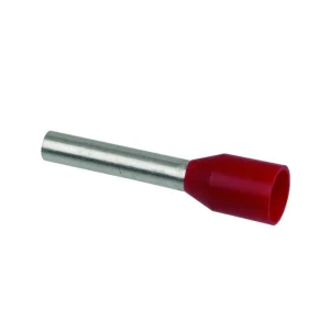 Pini terminali izolați (tuburi de capăt) cu tijă lungă, cupru stanat, 1,5 mm², tub 18 mm, roșu, 100 buc/set, TEKSA