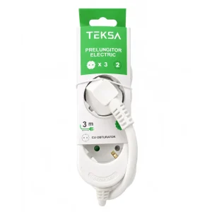 Prelungitor 3P - 3 metri, cablu 3x1.5mmp, cu protecție copil, TEKSA