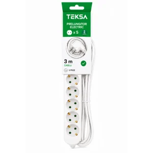 Prelungitor  5P - 3 metri, cablu 3x1.5mmp, cu protecție copil, TEKSA