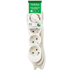 Prelungitor 5P - 5 metri, cablu 3x1.5mmp, cu protecție copil, TEKSA