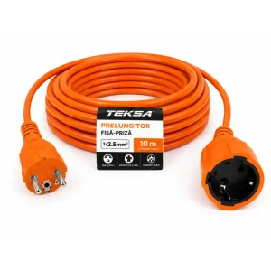 Prelungitor fișă-priză, cablu 3x2.5 mmp, 10 metri, cu protecție copil, TEKSA