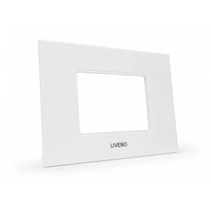 Ramă ornament 3 module, alb, finisaj lucios tip sticlă, Liveno