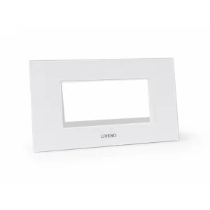 Ramă ornament 4 module, alb, finisaj lucios tip sticlă, Liveno