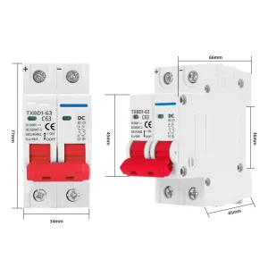 Siguranță automată in curent continuu DC 6kA, curbă C, 2P, 16A, 1000V, TEKSA