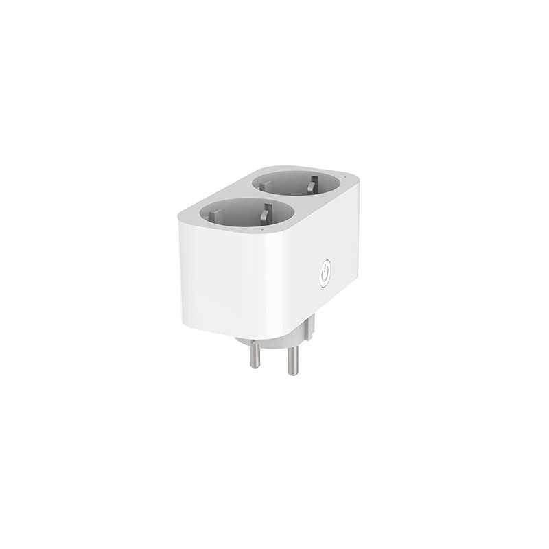 Adaptor SMART dublu pentru priză Schuko, cu Wi-Fi și contor, 16A, IP20, 220-240V, Eurolamp