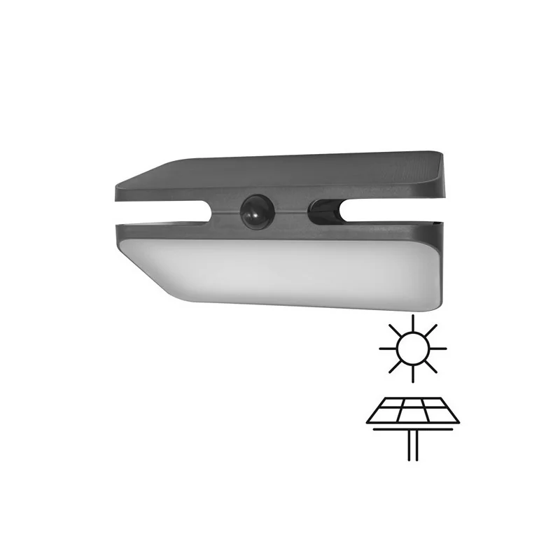 Aplica cu panou solar, 7W, 4000Κ-lumină neutră, 700LM, 210x113x109mm, IP54, 3.7V, cu senzor de miscare, ARTE ILLUMINA, Eurolamp