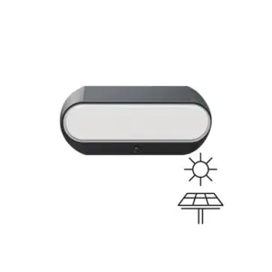 Aplica ovala cu panou solar, PLUS, 5W, 3000K-lumină caldă, 500lm, 250x120x66mm, 3.7V, IP54, ARTE ILLUMINA, Eurolamp