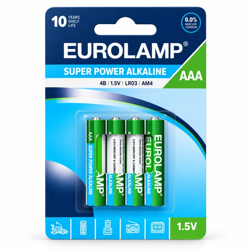 Baterii AAA Super Power Alkaline LR03, 1.5V, Eurolamp (4buc/set)