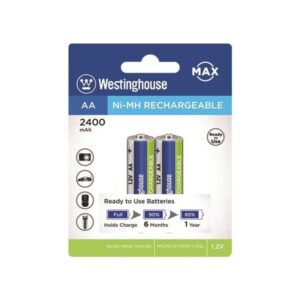Baterii AA Westinghouse reincarcabile Ni-MH HR6M, 2400mA, 1.2V, Eurolamp (2buc/set)
