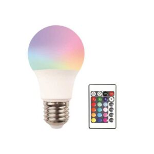Bec LED cu telecomanda, A60, 9W, E27, RGB, 850lm, 220-240V, Eurolamp