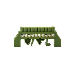 Bloc terminal pentru PE cu șurub 10 borne, 60A, verde, Eurolamp