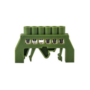 Bloc terminal pentru PE cu șurub 6 borne, 60A, verde, Eurolamp