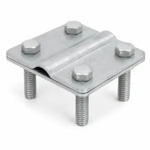 Clemă galvanizata St/tZn in cruce pentru conexiune electrod - platbanda 40mm, max ⌀16mm, cu placa intermediara, Elko Bis