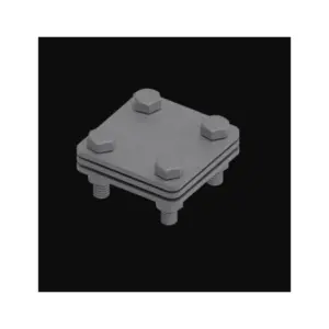 Clemă galvanizata St/tZn in cruce pentru conexiune platbanda-platbanda 40x4, cu placa intermediara