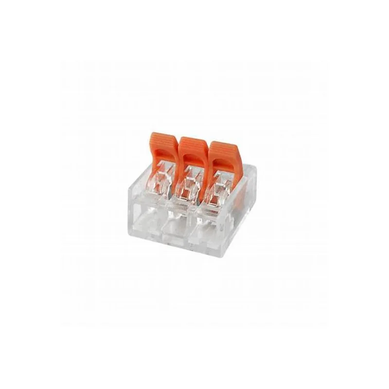 Clemă tip Wago SUBȚIRE pentru conductor flexibil, 3 poli, 0.2-4mmp, max 32A, Eurolamp (25 buc/set)