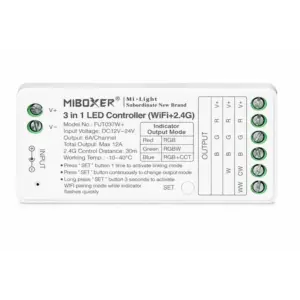 Controller, RF+Wireless pentru bandă led RGBW, 4 canale, 12-24V, 120-240W, 2.400-2.480GHz frecvență de operare, Eurolamp PRO