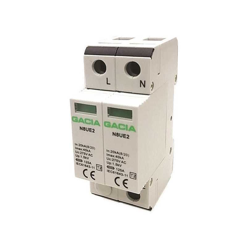 Descarcator supratensiune monofazat N8UE2, tip T2, 2P, 20kA-40kA, 275V, GACIA