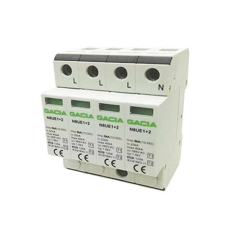 Descarcator supratensiune trifazat N8UE1+2, tip T1+T2, 3P+NPE, 20kA-40kA, 385V, GACIA