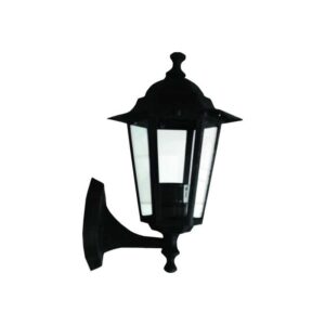 Felinar hexagonal in sus aluminiu negru, E27, max. 12W, 160x220x340mm, IP44, Eurolamp