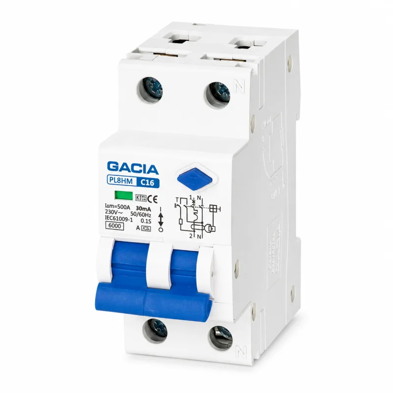 Întrerupător automat RCBO, DC PL8HM, 1P+N, C40A, 100mA, 6kA, TYPE A, GACIA