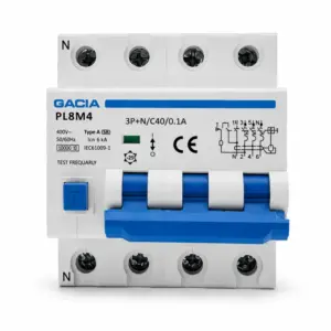 Întrerupător automat RCBO PL8M4, 3P+N, C6A, 30mA, 6kA, TYPE A, GACIA