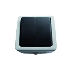 Întrerupător aplicat dublu gri, IP54, 10A, Eurolamp