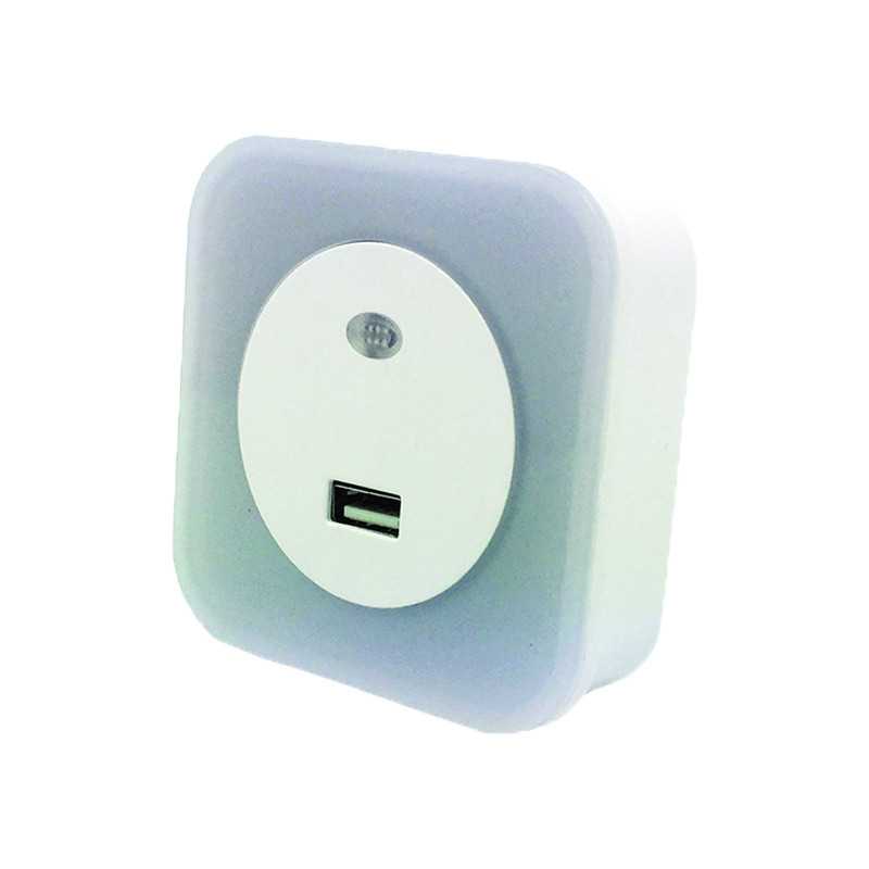 Lampă de veghe LED, cu senzor de miscare + USB, 1.5W, 2700K lumină caldă, 100lm, Eurolamp