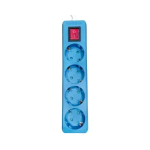 Prelungitor cu întrerupător, albastru, 4P - 2M, 3x1.5mm, IP20, Eurolamp