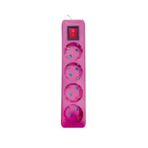 Prelungitor cu întrerupător, roz, 4P - 2M, 3x1,5mm, IP20, Eurolamp