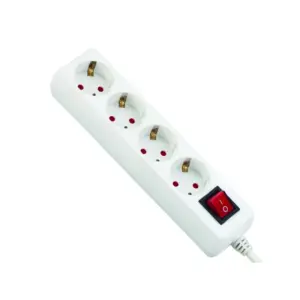 Prelungitor cu întrerupător, alb, 4P - 3M, 3x1.5mm, IP20, Eurolamp
