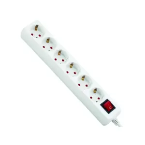 Prelungitor cu întrerupător, alb, 6P - 1.5M, 3x1.5mm, IP20, Eurolamp