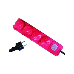 Prelungitor cu întrerupător, roșu, 4P - 3M, 3x1.5mm, IP44, Eurolamp
