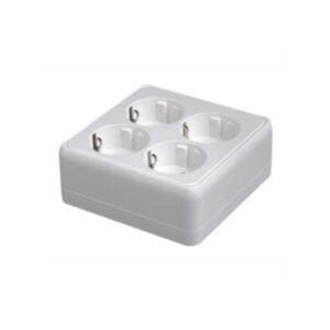 Priză aplicată cvadrupla albă, IP20, 16A, Eurolamp