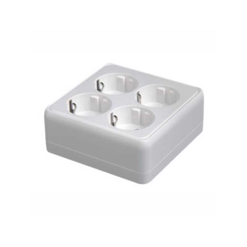 Priză aplicată cvadrupla albă, IP20, 16A, Eurolamp