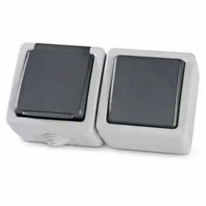 Priză aplicată simpla cu capac + întrerupător simplu gri, IP54, Eurolamp