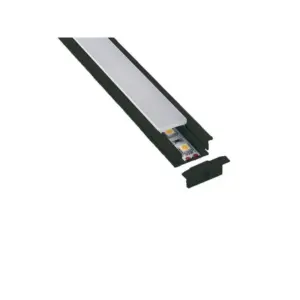 Profil aluminiu încastrat pentru bandă LED, 2000×17×8 mm, 90°, negru, PLUS, Eurolamp
