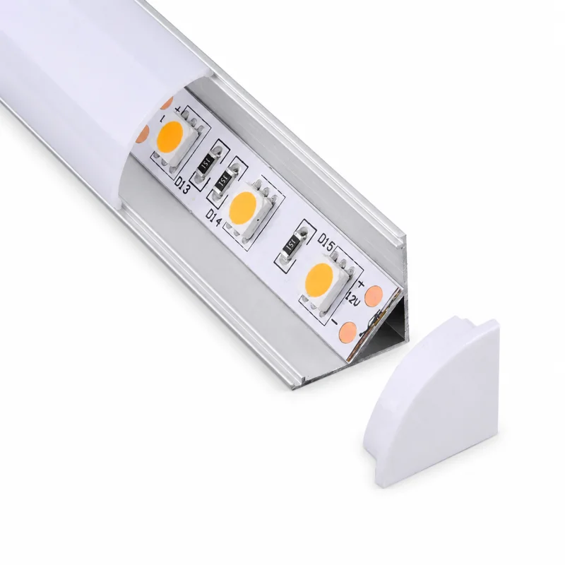 Profil din aluminiu aplicat la 90° pentru colt cu dispersor mat pentru bandă LED, L-2M, 16x16mm, Eurolamp