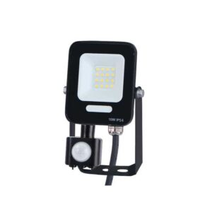 Proiector LED SMD negru 10W cu senzor de miscare , 1200lm, 6500k lumină rece, 160-265V, Eurolamp