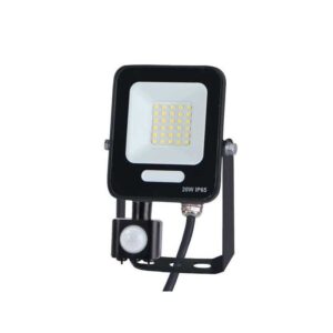 Proiector LED SMD negru 20W cu senzor de miscare , 2400lm, 6500k lumină rece, 160-265V, Eurolamp