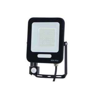 Proiector LED SMD negru 50W cu senzor de miscare , 6000lm, 6500k lumină rece, 160-265V, Eurolamp