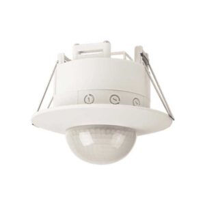 Senzor de prezenta subțire cu infarosu încastrat 230V, 360grade, max 150W LED, 10A, max 20 metri, IP20, Eurolamp