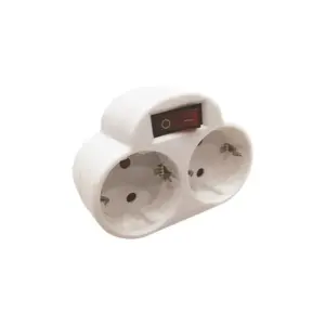Adaptor priză dublu liniar, cu întrerupător, 16A, 220-240V, IP20, Eurolamp