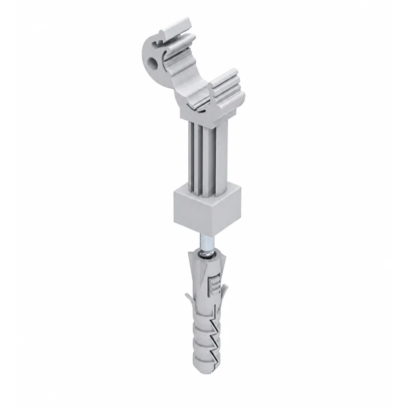 Suport din plastic pentru conductor coborare 8-10mm, cu diblu și șurub, Elko-Bis