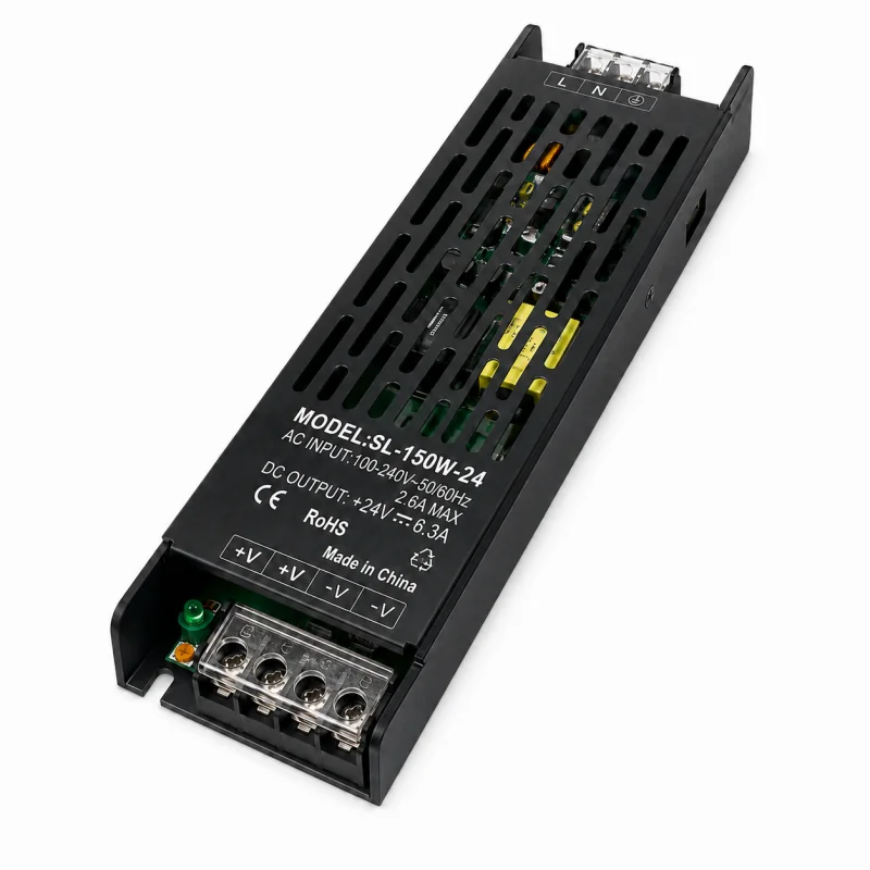 Transformator subțire din aluminiu PRO pentru bandă LED 24V DC, 150W, 6.25A, IP20, Eurolamp