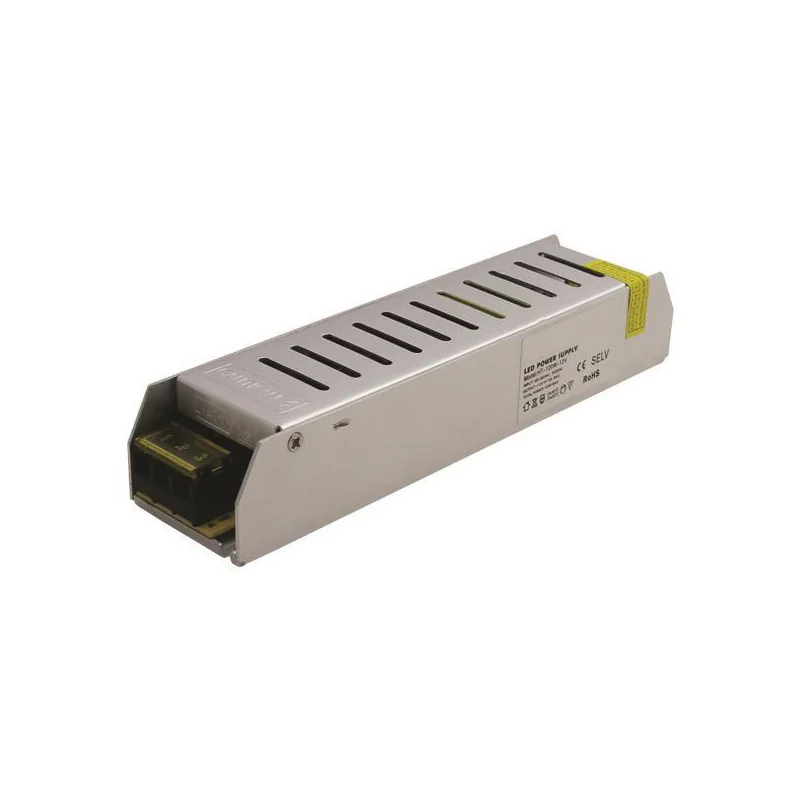 Transformator aluminiu subțire pentru bandă LED, 12V DC, 120W, IP20, 188x46x36, 200-240V, Eurolamp